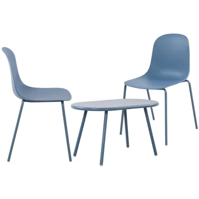CLP 2er Sitzgruppe Veldin I Garten-Set 2x Stuhl stapelbar und 1x Tisch I Outdoor-Set wetterfest und UV-beständig I Gartenmöbel