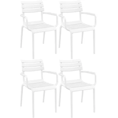 CLP 4er Set Gartenstühle mit Armlehnen Paris , wetterfeste Kunststoffstühle stapelbar, Outdoorstuhl UV-beständig bis 160 kg belastbar