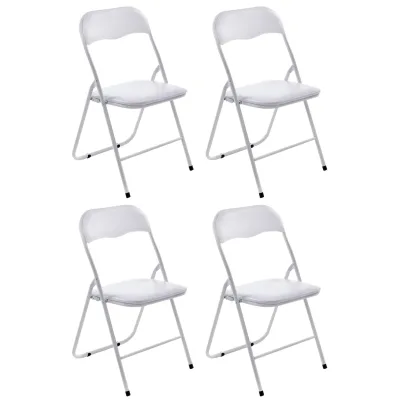 CLP 4er Set Klappstuhl Felix Gepolstert I Küchenstuhl Mit Metallgestell I Kunstleder PVC Sitz Gepolstert I Stühle Klappbar I Campingstühle