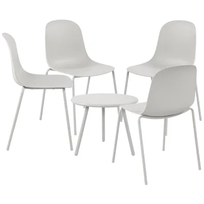 CLP 4er Sitzgruppe Berdin I Garten-Set 4x Stuhl stapelbar und 1x Tisch I Outdoor-Set wetterfest und UV-beständig I Gartenmöbel