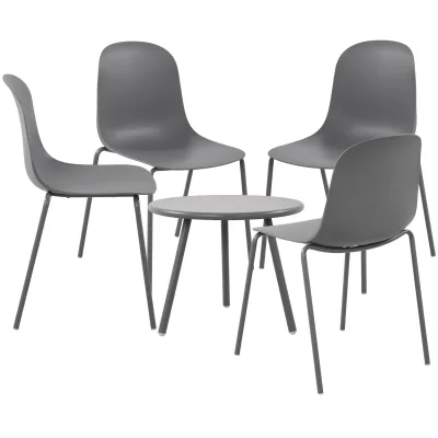 CLP 4er Sitzgruppe Mindin I Garten-Set 4x Stuhl stapelbar und 1x Tisch I Outdoor-Set wetterfest und UV-beständig I Gartenmöbel