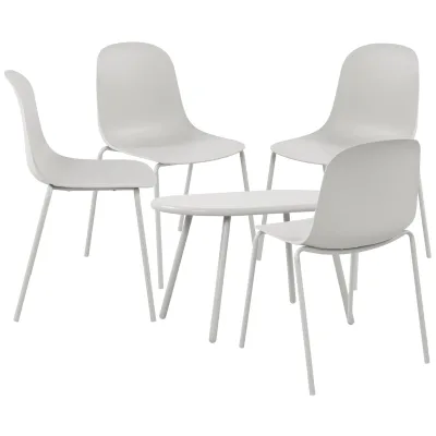 CLP 4er Sitzgruppe Veldin I Garten-Set 4x Stuhl stapelbar und 1x Tisch I Outdoor-Set wetterfest und UV-beständig I Gartenmöbel