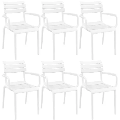 CLP 6er Set Gartenstühle mit Armlehnen Paris , wetterfeste Kunststoffstühle stapelbar, Outdoorstuhl UV-beständig bis 160 kg belastbar