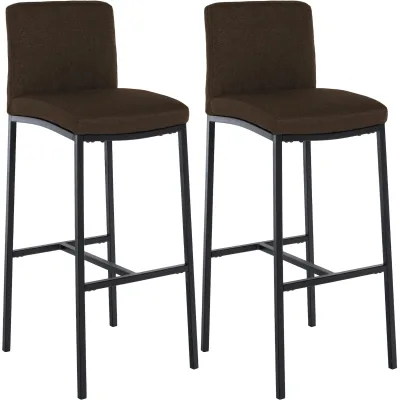 CLP Barhocker 2er Set mit Lehne Freeport, Barstühle gepolstert, moderne Tresenstühle mit Metallgestellen matt-schwarz und Fußablagen