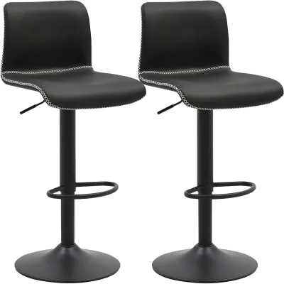CLP Barhocker 2er Set mit Lehne Henchy, Barstühle gepolstert Kunstleder, Tresenstühle mit Fußstütze höhenverstellbar und drehbar