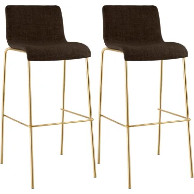 CLP Barhocker 2er Set mit Lehne Hover, Barstuhl stapelbar mit Stoffbezug, Metallgestell Goldoptik, Stapelstuhl bis 150 kg belastbar