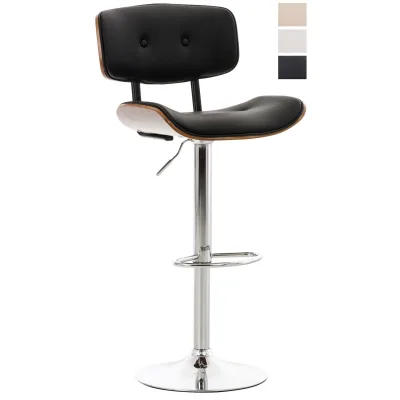 CLP Barhocker höhenverstellbar Sarnia Barstuhl mit Lehne und Bodenschoner mit Metallgestell, Modernes Design, Kunstledersitz drehbar