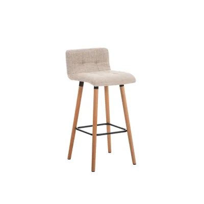 CLP Barhocker Lincoln mit Stoffbezug und Holzgestell I Thekenhocker mit Rückenlehne und Fußstütze I Barstuhl mit einer Sitzhöhe von: 75 cm