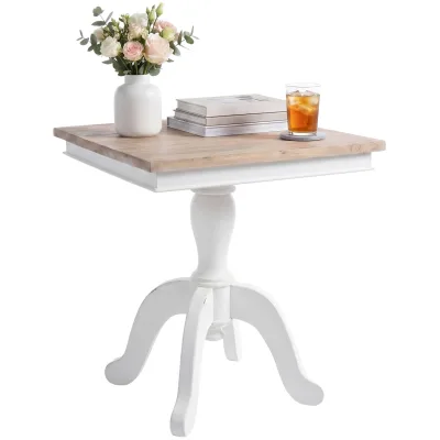 CLP Beistelltisch Holz quadratisch Lorne, Couchtisch mit Mindiholz-Platte und geschwungenen Shabby Chic Beinen, Sofatisch im Landhausstil