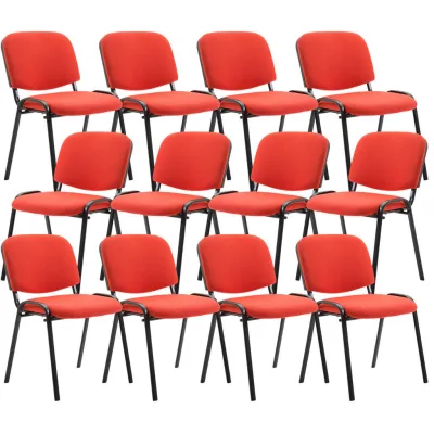 CLP 12er Set Besucherstuhl Ken Stoff - Farbe: rot