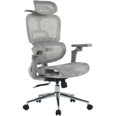CLP Bürostuhl ergonomisch mit Kopfstütze Jenson, Schreibtischstuhl höhenverstellbar Lehne bis 135° neigbar Lordosenstütze, Drehstuhl bis 150 kg