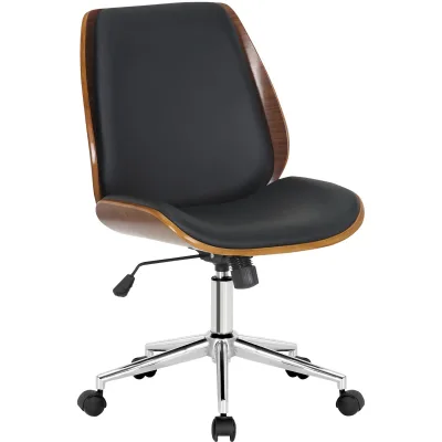 CLP Drehstuhl Schwarz, Walnuss 49.5x90x57 cm