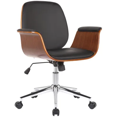 CLP Drehstuhl Schwarz, Walnuss 69x82x62 cm