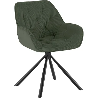 CLP Esszimmerstuhl drehbar gepolstert Rimio, Sessel Cord 180° schwenkbar mit Armlehnen und Rückenlehne, bis 150 kg belastbar