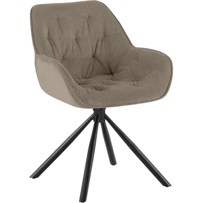 CLP Esszimmerstuhl drehbar gepolstert Rimio, Sessel Cord 180° schwenkbar mit Armlehnen und Rückenlehne, bis 150 kg belastbar