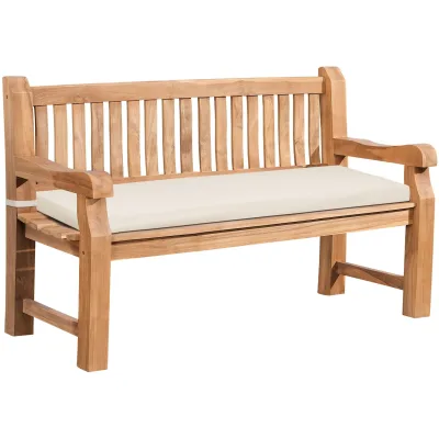 CLP Gartenbank wetterfest Daxon, inklusive Sitzkissen, 2 bis 4 Sitzer, Teakholz robust und pflegeleicht, für Terrasse und Balkon