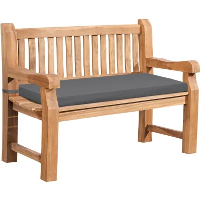CLP Gartenbank wetterfest Daxon, inklusive Sitzkissen, 2 bis 4 Sitzer, Teakholz robust und pflegeleicht, für Terrasse und Balkon