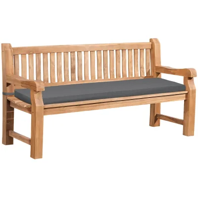 CLP Gartenbank wetterfest Daxon, inklusive Sitzkissen, 2 bis 4 Sitzer, Teakholz robust und pflegeleicht, für Terrasse und Balkon