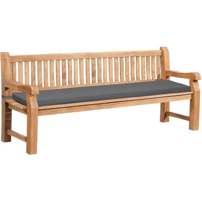 CLP Gartenbank wetterfest Daxon, inklusive Sitzkissen, 2 bis 4 Sitzer, Teakholz robust und pflegeleicht, für Terrasse und Balkon