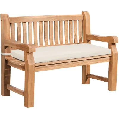 CLP Gartenbank wetterfest Daxon, inklusive Sitzkissen, 2 bis 4 Sitzer, Teakholz robust und pflegeleicht, für Terrasse und Balkon