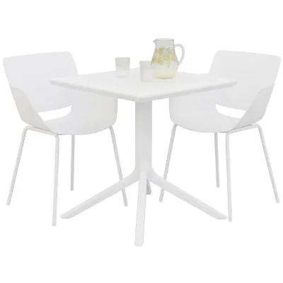 CLP Gartenmöbel-Set wetterfest Lirra, mit 2 Stühlen und quadratischem Tisch, 3-teilige Sitzgruppe für Garten, Terrasse und Balkon