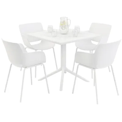 CLP Gartenmöbel-Set wetterfest Lirra, mit 4 Stühlen, quadratischem Tisch, 5-teilige Sitzgruppe für Garten, Terrasse und Balkon