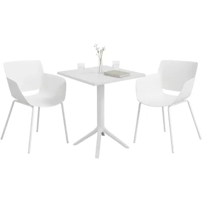 CLP Gartenmöbel-Set wetterfest Norva, mit 2 Stühlen im Lounge-Design und quadratischem Tisch, 3-tlg. Sitzgruppe für Garten, Terrasse & Balkon