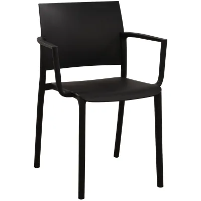 CLP Gartenstuhl stapelbar Valtor mit Armlehnen aus Kunststoff, wetterfest, ideal für Garten, Terrasse, Balkon und Küche, belastbar bis 150 kg