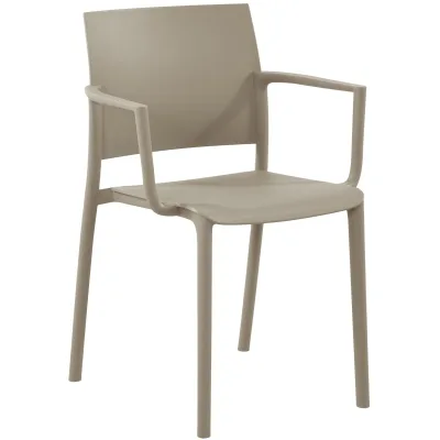 CLP Gartenstuhl stapelbar Valtor mit Armlehnen aus Kunststoff, wetterfest, ideal für Garten, Terrasse, Balkon und Küche, belastbar bis 150 kg