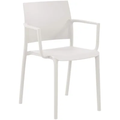 CLP Gartenstuhl stapelbar Valtor mit Armlehnen aus Kunststoff, wetterfest, ideal für Garten, Terrasse, Balkon und Küche, belastbar bis 150 kg