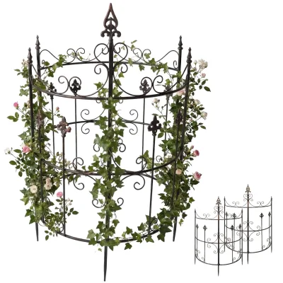 CLP Rankgitter Metall 2er Set Klivia, dekorative Rankhilfe mit Zierspitzen, leicht montierbar, ideal für Rosen und Clematis im Garten