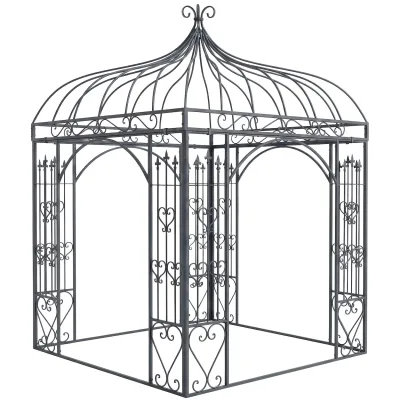 CLP Rosenpavillon aus Eisen im Landhausstil Manja, Rankpavillon mit Verzierungen als Rankhilfe für Kletterpflanzen, Rosenbogen für den Garten