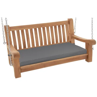 CLP Schaukelbank wetterfest Joyce mit Sitzkissen, robust massiv Teakholz, mit Armlehne und Ketten, Gartenbank für Terrasse und Balkon