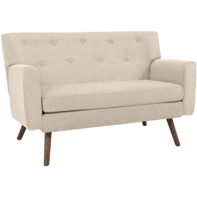 CLP Sofa 2-Sitzer mit Cordbezug Kioni, Couch bequem für Wohnzimmer, komfortabel gepolstert, bis 240 kg belastbar, Beine aus Kautschukholz