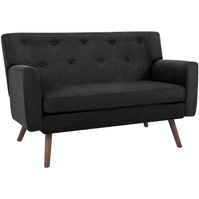 CLP Sofa 2-Sitzer mit Cordbezug Kioni, Couch bequem für Wohnzimmer, komfortabel gepolstert, bis 240 kg belastbar, Beine aus Kautschukholz