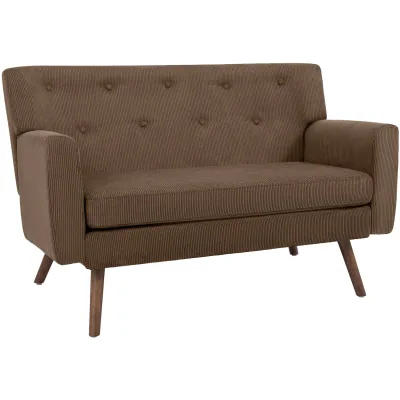 CLP Sofa 2-Sitzer mit Cordbezug Kioni, Couch bequem für Wohnzimmer, komfortabel gepolstert, bis 240 kg belastbar, Beine aus Kautschukholz