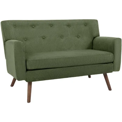 CLP Sofa 2-Sitzer mit Cordbezug Kioni, Couch bequem für Wohnzimmer, komfortabel gepolstert, bis 240 kg belastbar, Beine aus Kautschukholz