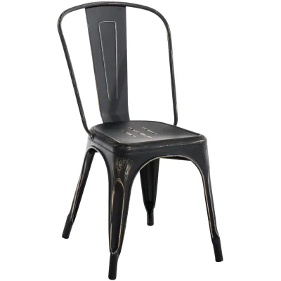 CLP Stapelstuhl Metall mit Lehne Benedikt, Bistrostuhl stapelbar für Gastronomie und Küche, Design-Stuhl robust belastbar bis 200 kg