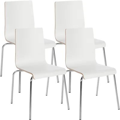 CLP Stuhl 4er Set stapelbar Gahanna, Stapelstühle aus Formholz mit HPL-Laminat, Stahlgestell verchromt belastbar bis 150 kg, Esszimmer und Büro