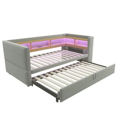 ComfortXL Ausziehbett Hellgrau 90x190 cm