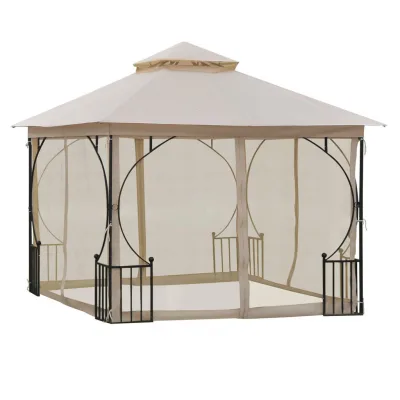 ComfortXL Gartenpavillon Beige, Schwarz 295x275x295 cm
