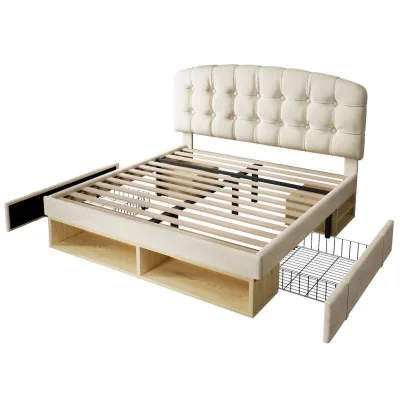 ComfortXL Polsterbett Beige 140x200 cm
