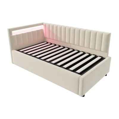 ComfortXL Stauraumbett Beige 90x200 cm