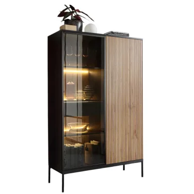 Compleo24 Standvitrine Eiche Wotan 104x166x39 cm