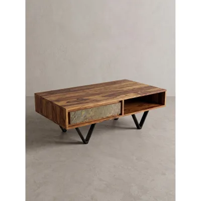 Couchtisch Dunkles Massivholz 115x60x38 cm - AREZZO   Kadima Design