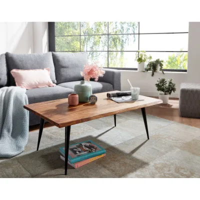Couchtisch FineBuy Holz Massiv Sofatisch Wohnzimmertisch Tisch Baumkante Modern