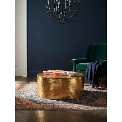 Couchtisch rund in Gold, Aluminium, Orientalisches Design, 75x31x75 cm