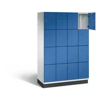 C+P Schließfachschrank Cambio mit Sockel 1.200 x 1.950 x 525 mm (B x H x T) 16 Fächer lichtgrau