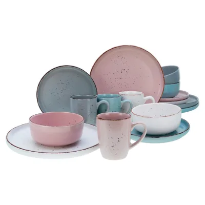 Creatable Kombiservice Blau, Weiß, Hellgrau, Dunkelrosa