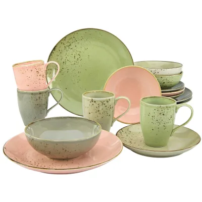 Creatable Kombiservice Nature Vintage Garden Blau, Mehrfarbig, Rosa, Mintgrün